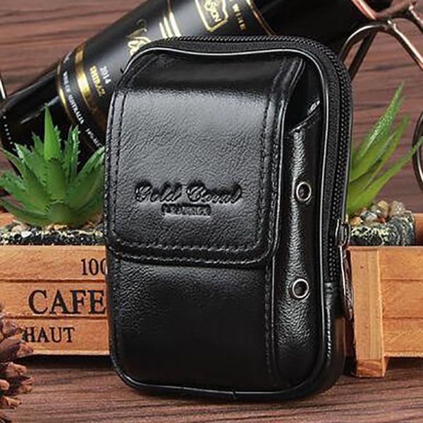 

waist bags real cowhide hip bum belt mobile/cell phone cigarette case purse pouch genuine leather men pack bag