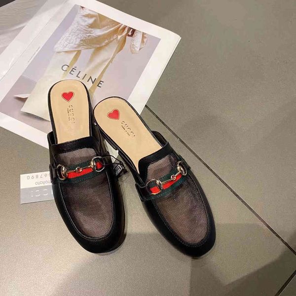 

slippers sandals baotou half slippers women's summer 2021 new lazy shoeszly, Black