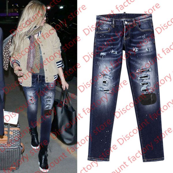 

nice quality woman jeans european and american style damage patchwork cowboy jeans female fade wash denim pants ladies, Blue