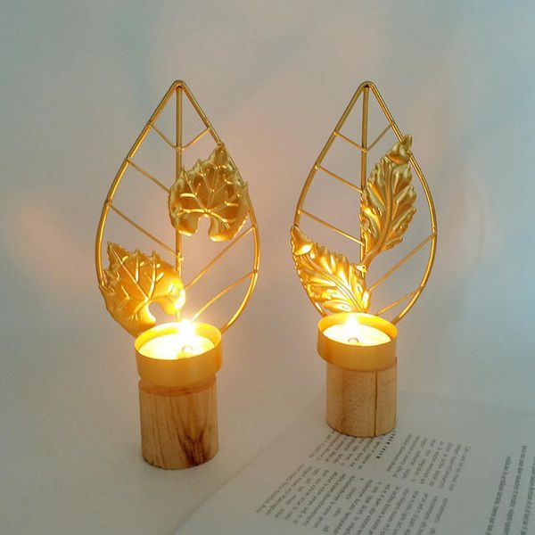 

candle holders 1pc holder leaf tea light nordic iron art table craft ornament decoration for dinner wedding party gifts