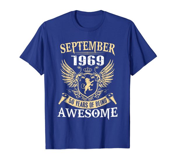 

50th birthday born in september 1969 being awesome t-shirt, White;black