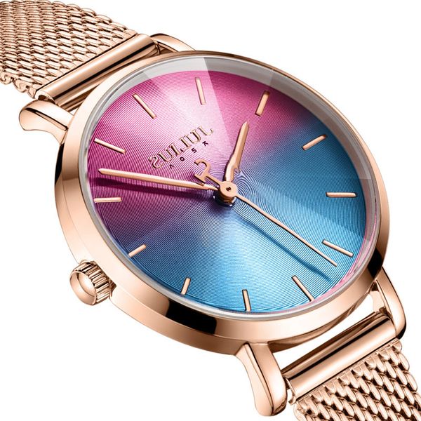 

ultrathin julius raiow colors women's watch japan mov't lady hours fine fashion clock bracelet stainless steel girl's gift bo, Slivery;brown