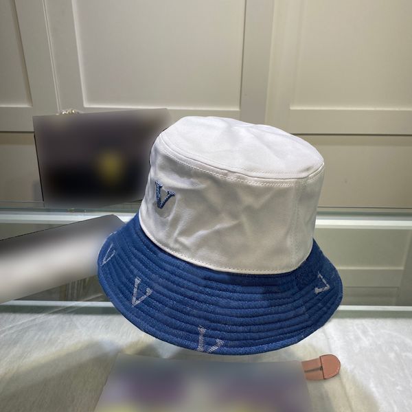 

fashion designer bucket hat for women letter v striped floral luxury knitted caps brimless hat spring hats sapeee, Blue;gray