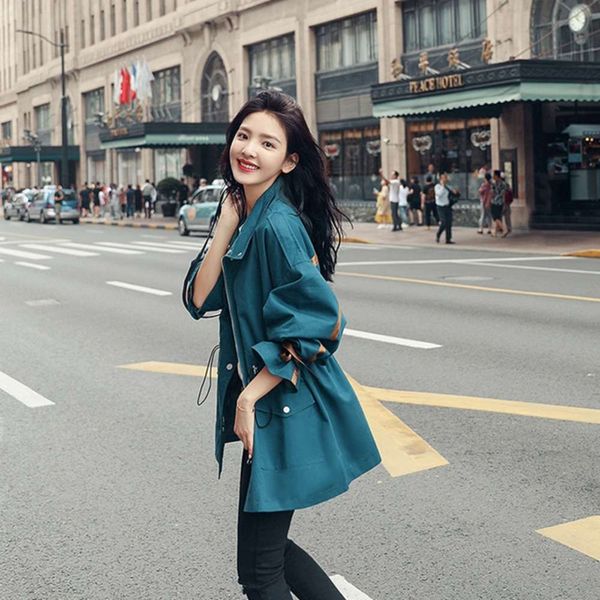 

spring temperament windbreaker women high and autumn end new french mini hong kong style loose fried street frock coat luxury ing, Tan;black