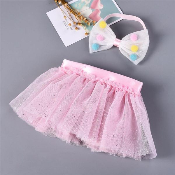 

skirts 0-2y baby infant girls tutu summer child clothing bow headband kids tulle skirt princess ball gown layers mesh a356