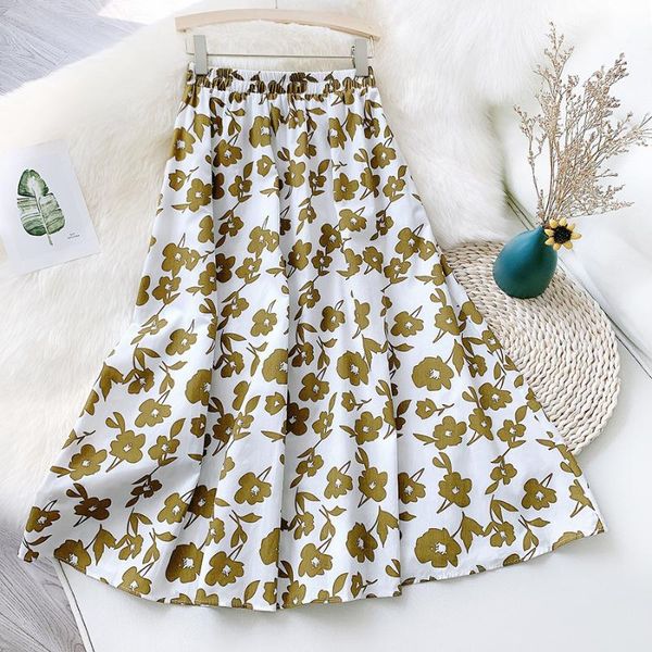 

skirts 2021 women summer skirt boho two layer long stretch high waist a-line femme faldas jupe saia, Black