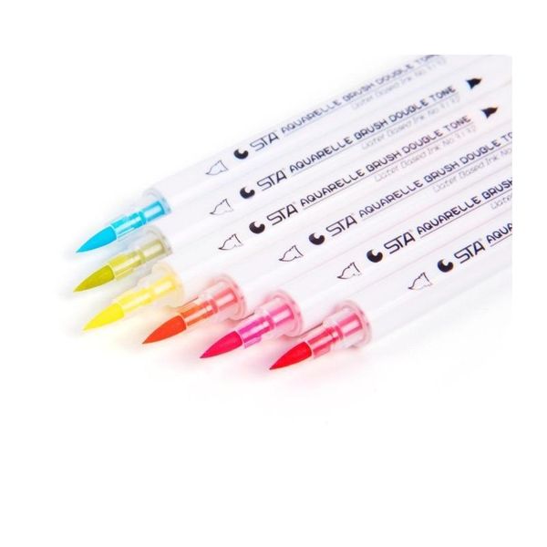 

14pcs dual tip watercolor brush markers art marker set water soluble double color marker calligraphy pen for design man jllmhj