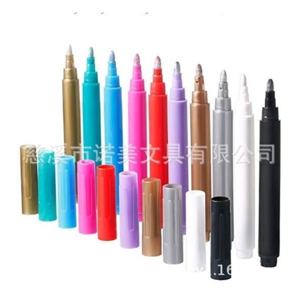 

color 10 metal marker glass wine water-based, Black;red