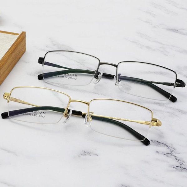 

fashion sunglasses frames half rim pure titanium frame glasses for man and woman business style arrival retro myopia eyewears, Black