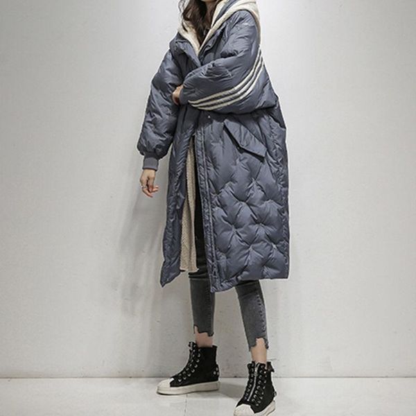 

women's jackets 2021 winter women long duck down jacket hooded 90% white coat warm loose thick oversized parka, Black;brown