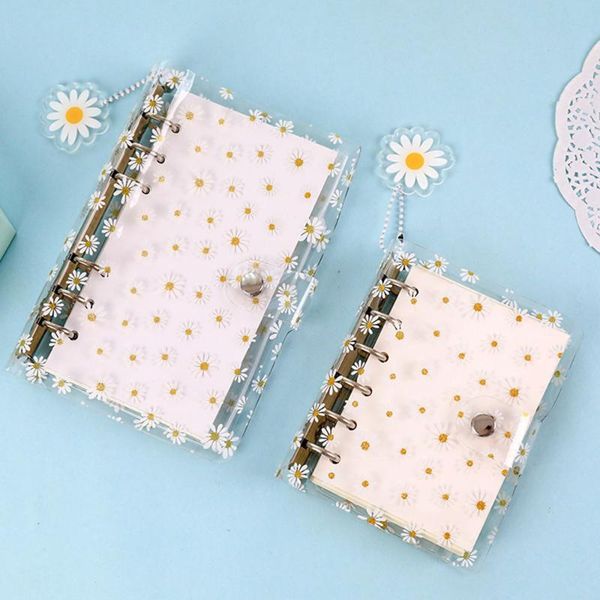 

pencil bags a6/a7 cute little daisy notebook transparent 6 rings binder file folder loose leaf ring kawaii school office supplies
