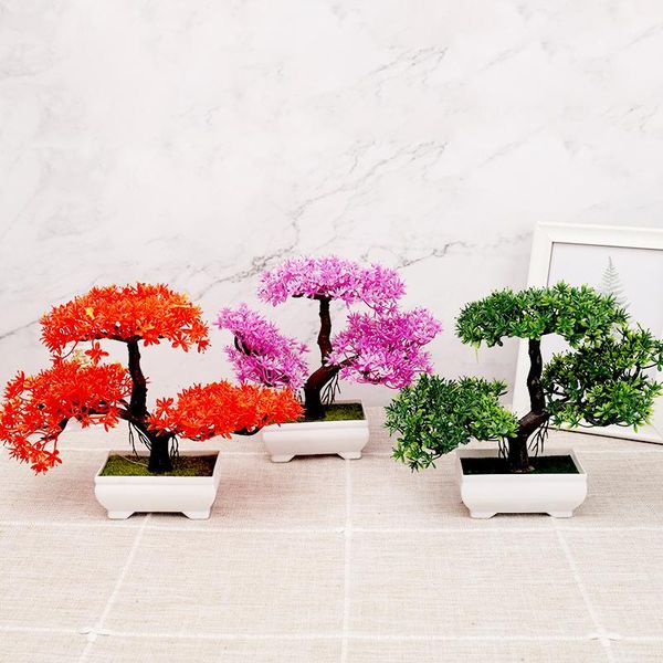 

decorative flowers & wreaths artificial plant potted plastic flower home decor ornaments christmas bonsai craft green diy