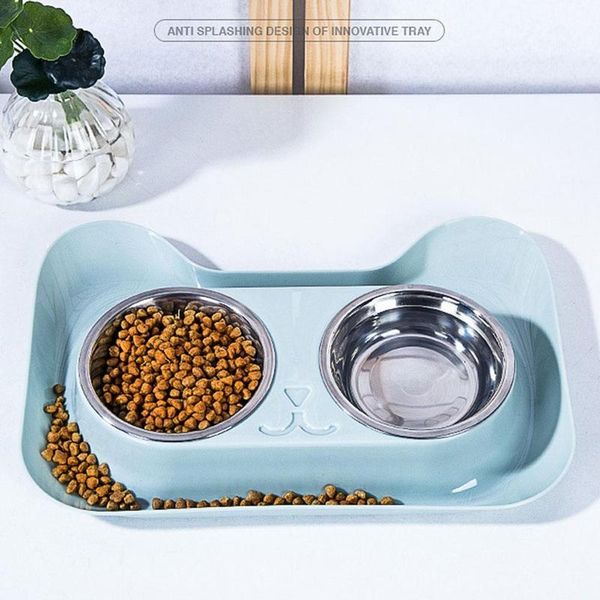 

feeder stainless steel dog cat double feeding bowls pet bowl water dish