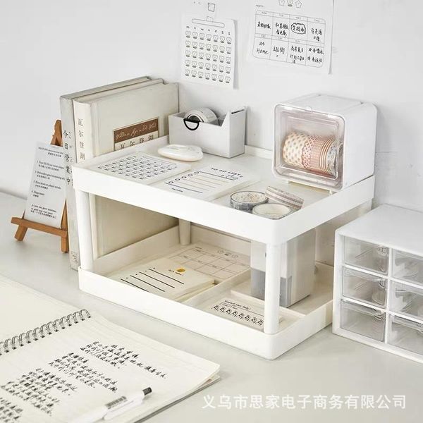 

hooks & rails pure white multi-layer deskstorage rack kitchen plastic bathroom countercosmetic shelf