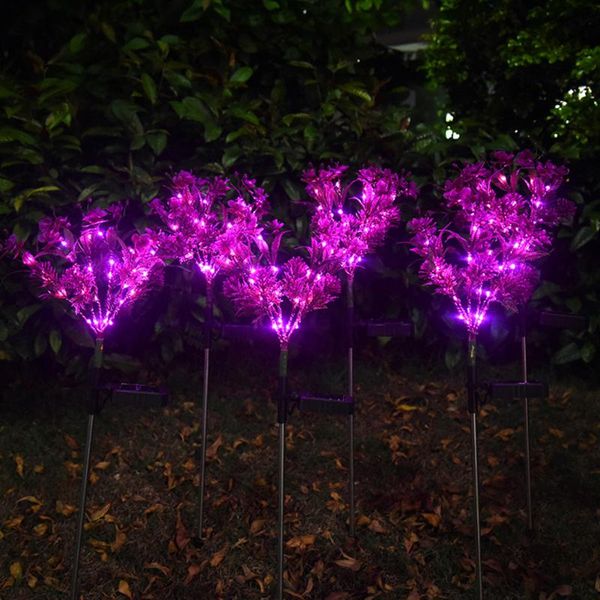 

2pcs outdoor led solar powered flowers ground lawn landscape lighting light