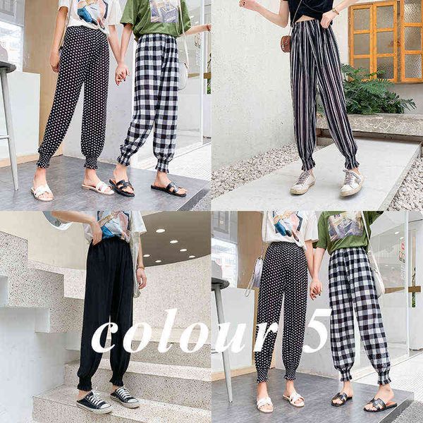 

women's leggings chiffon ice silk wide leg spring and summer harlan pant's high waist casual pants 9-point legged loose mosquito p, Black