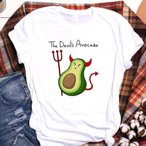 

and women lady avocado mens evil devil printed ladies short sleeve tee female clothes graphic, White;black