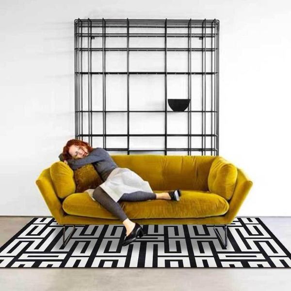 

carpets black/white 3d geometric printed carpet family parlor sofa floor mat home bedroom washable rug bedside bay window rectangle rugs