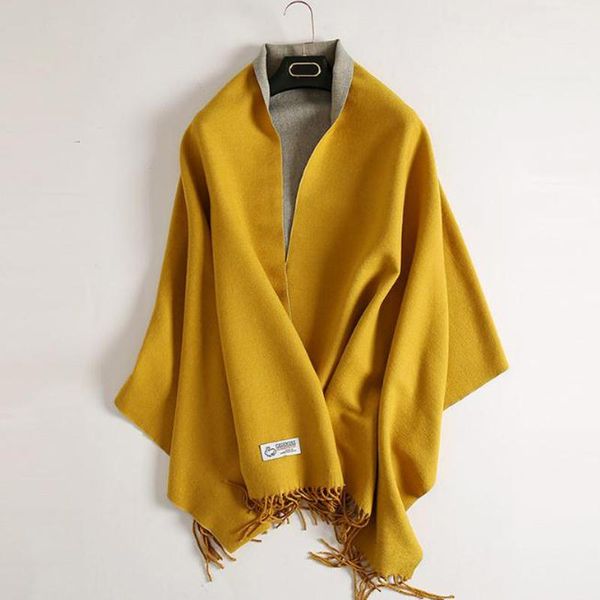 

scarves solid yellow/blue women cashmere scarf luxury designers thicken warm wool autumn winter lady pashmina tassel, Blue;gray