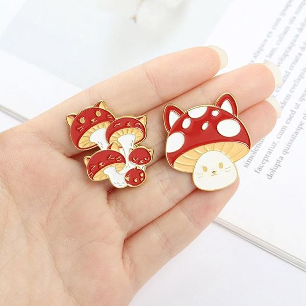 

pins, brooches cat face mushroom enamel pins custom cute fun animal plant brooch lapel badge bag cartoon jewelry gift for kids friends, Gray