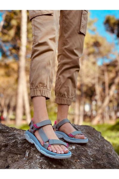 

sandals women gray (run) flat bottom, Black