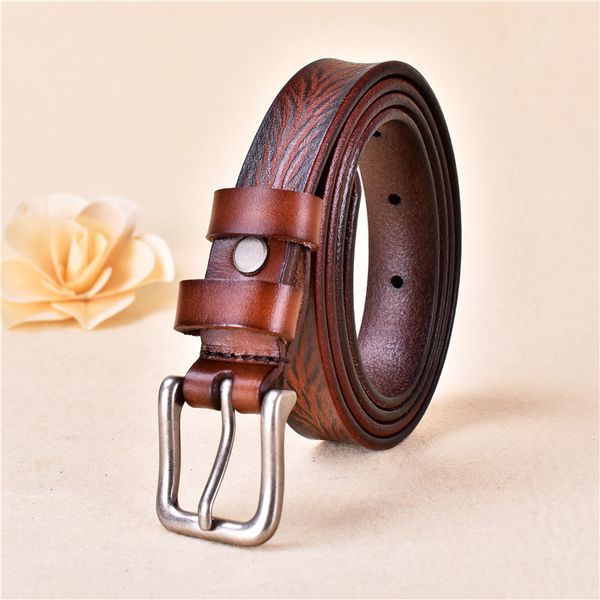

2021 new cow thin belts women genuine leather female metal pin buckle belt for 66am, Black;brown