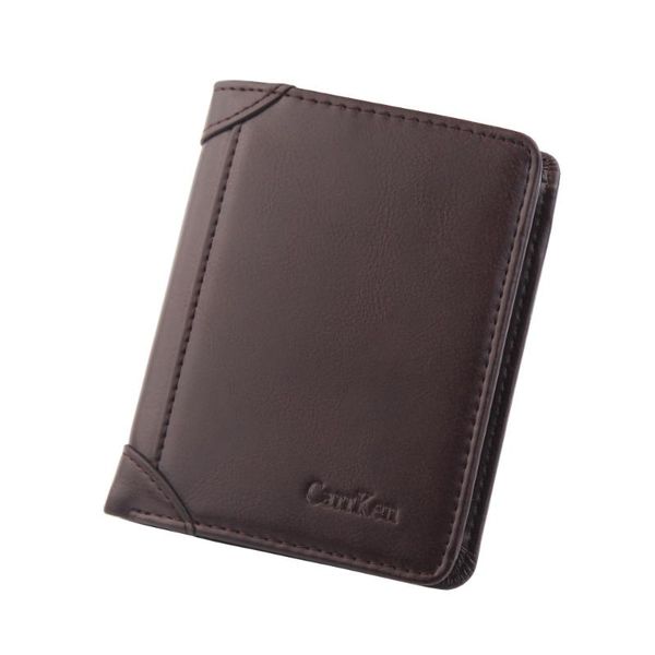

men's wallet short tri-fold wallet retro dollar clip coin purse button europe and america, Red;black