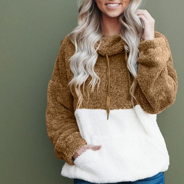 

winter faux fur plush turtleneck sweater women thicken warm long sleeve pockets pullover sweater female jumper women lady, White;black