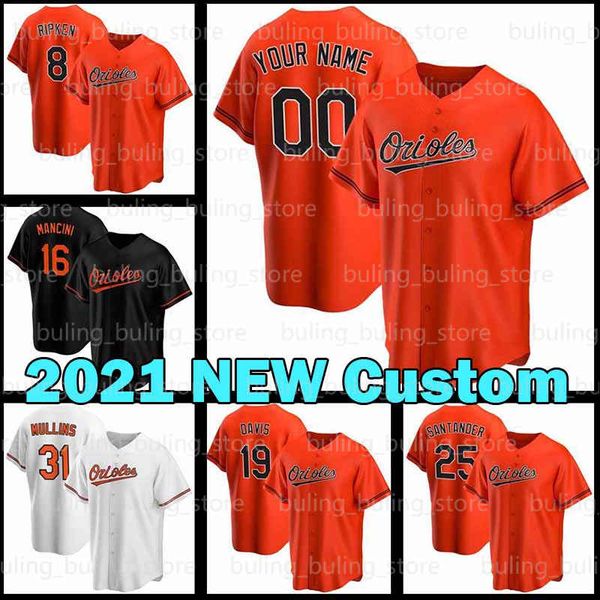 

2021 new custom baltimore orioles 8 cal ripken jr 19 chris davis 5 brooks robinson 1 richie martin 28 pedro severino baseball jerseys, Blue;black