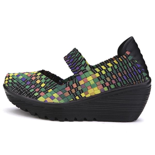 

dress shoes women summer woven sandals spring platform wedge woman multi colors comfortable ladies xkd6025, Black