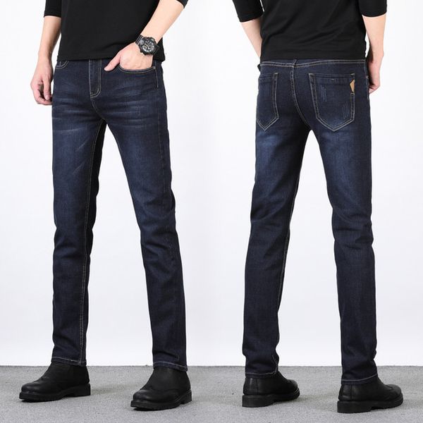 

2021 new men brand slender elastic fashion business classic style ny jeans denim broek men's, Blue