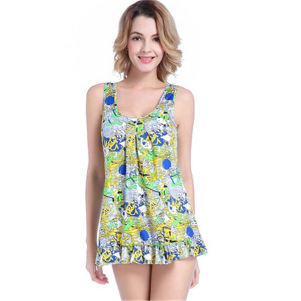 

womens graffiti one-piece swimsuit fashion trend round neck sling skirts swimwear designer summer female floral print plus size beach bikini, White;black