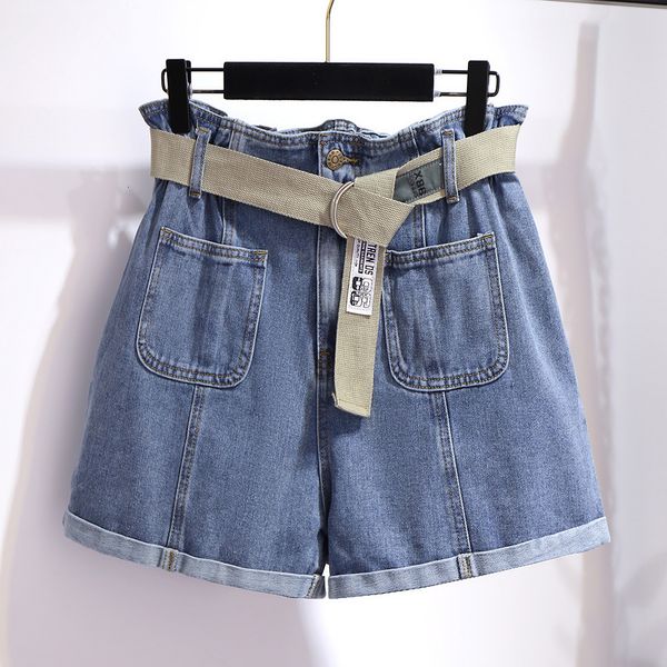 

2021 new summer women vintage high waist blue wide leg jeans ladies plus size 6xl women's denim shorts 130kg femme 351 cxbg