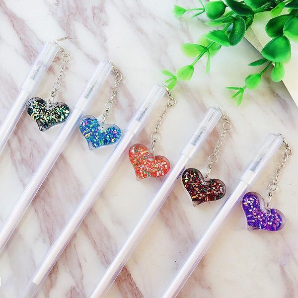 

gel pens 24pcs flash powder love pendant neutral pen writing student supplies creative stationery