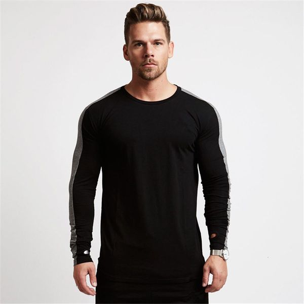 

casual 2021 long sleeve t-shirt men fitness cotton t male gym workout ny tee shirt spring new running sport clothing fqwr, White;black