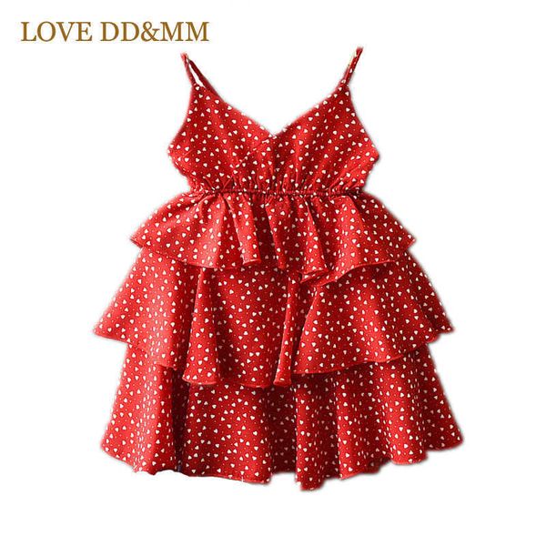 

love dd&mm girls dresses summer children's wear girls foreign gas sling tube love chiffon sweet cake dress 210715, Red;yellow