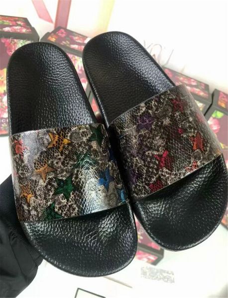

designer slides men women slippers summer sandals beach slide flat platform ladies sandali bathroom home leather shoes flip flops striped ca, Black