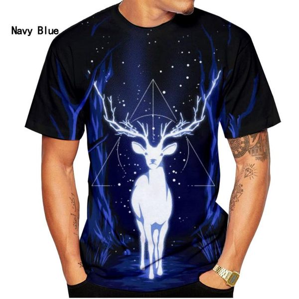 

men's t-shirts animal deer t-shirt short-sleeved summer fashion 3d-printed, White;black