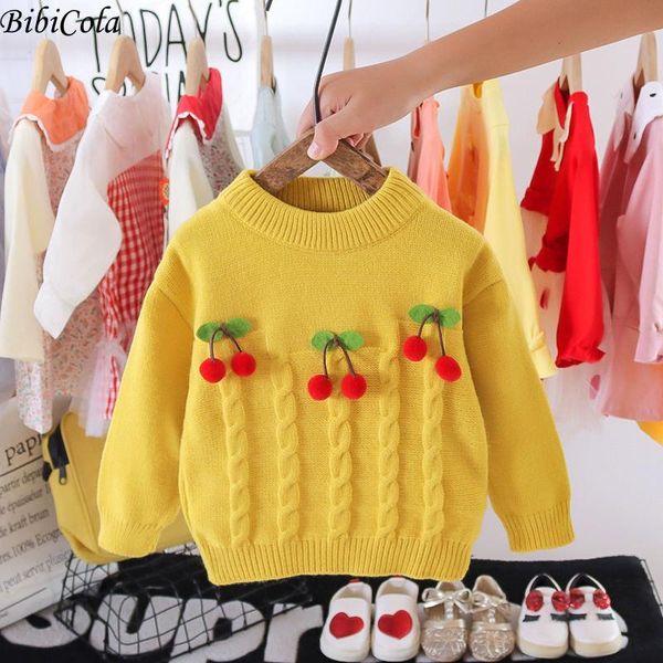

pullover casual toddler girl knit sweaters autumn winter solid color loose jumpers children round collar long sleeve 0-4y, Blue