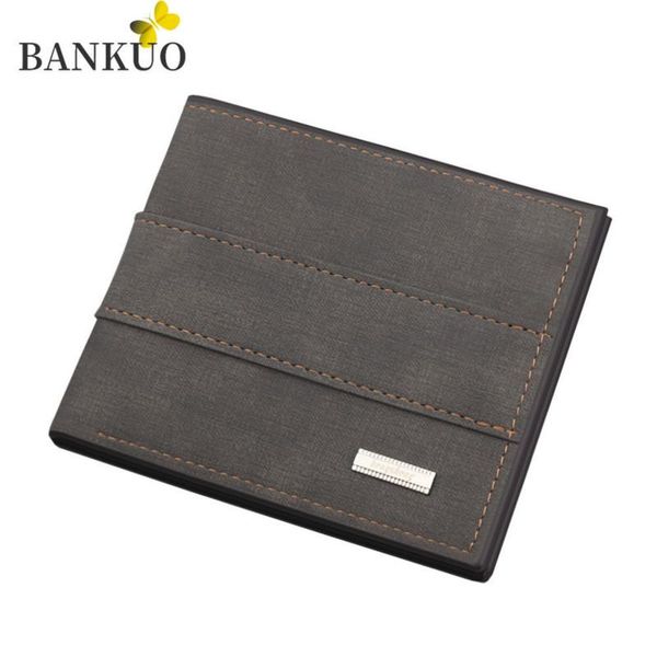 

bankuo luxury men's wallet solid slim short holders wallets men pu leather coin purses business purse male x75, Red;black