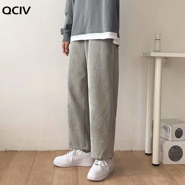 

men's pants autumn wide-leg fashion solid color retro pleated casual men streetwear loose hip-hop straight trousers mens, Black