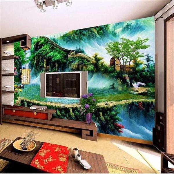 

wallpapers custom 3d po wallpaper living room bed kids mural great wall of china rural picture sofa backdrop for