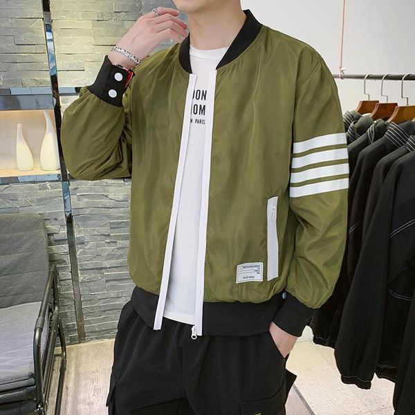 

men's jackets 2021 autumn jacket long sleeve clothes dust coat clothing motorcycle korean striped fashion black windbreaker, Black;brown
