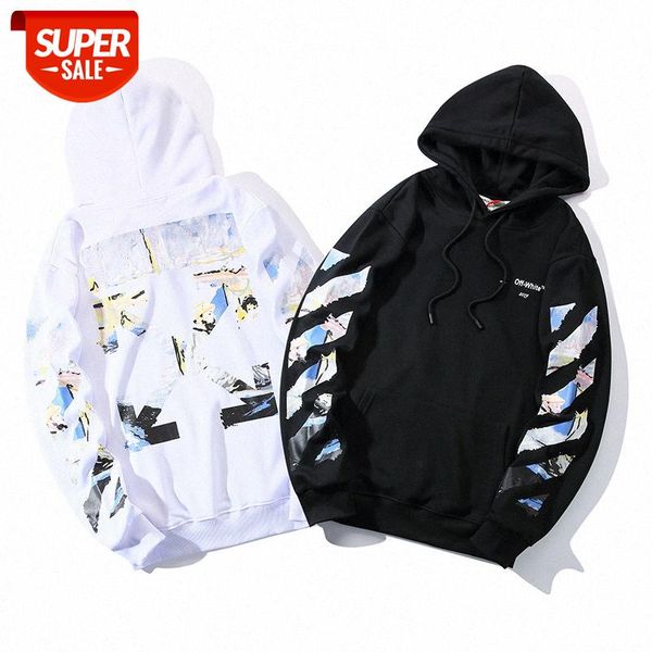 

off hoodie ow white letter graffiti hooded sweater foreign trade men and women couple jacket #bd19, Black