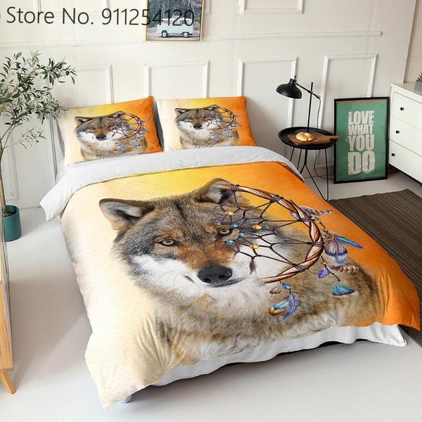

bedding sets wolf set 3d animals galaxy forest printed duvet cover 2/3 piece quilt girls boys gift bed bedroom decor