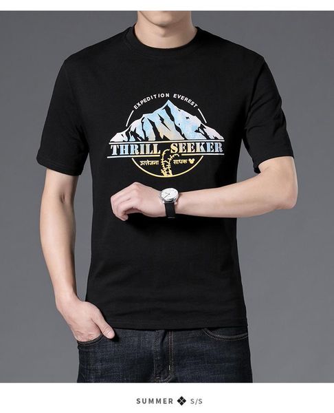 

men's t-shirts summer men's fashion street trend short sleeve round collar pure cotton casual print t-shirt xxxxl, White;black