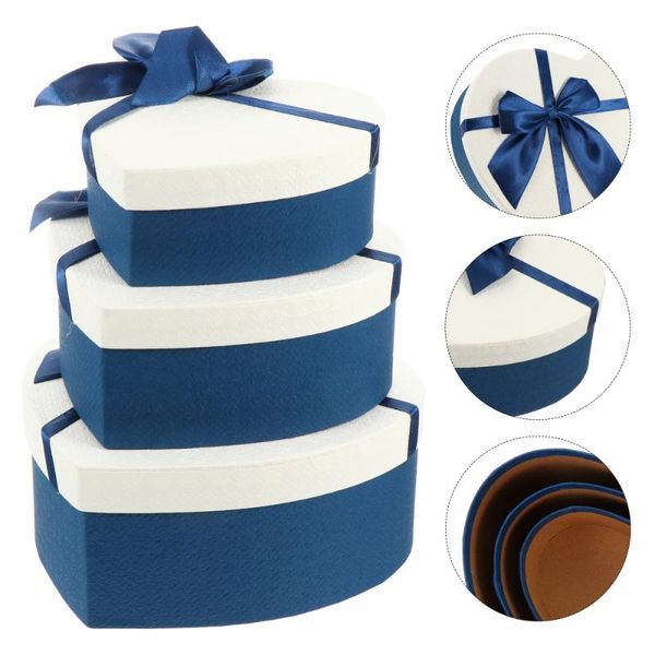 

gift wrap 3pcs heart shaped present boxes bow-knot case fashionable box