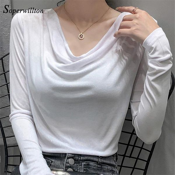 

heaps collar women blouse long sleeve bottoming soft cotton female shirts black khaki autumn blouses fashion blusa, White