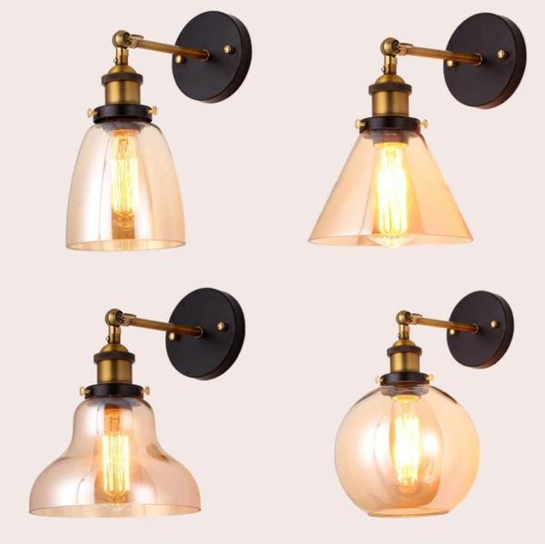 

wall lamp vintage glass lamps retro loft lights russia dining room modern metal scones clear lampshade e27 110v-220v