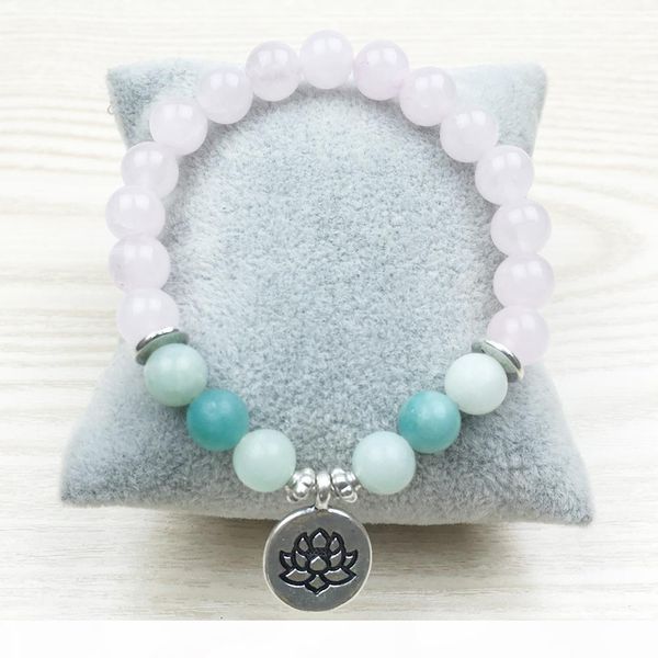 

sn1031 trendy lotus women`s bracelet nature stone jewelry aquamarine bracelet rose quartz yoga jewelry healing bracelet, Black